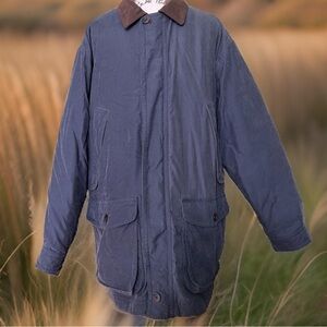 LL Bean Men’s Blue Canvas Field Barn Coat Removable Down Quilted Lining - Large